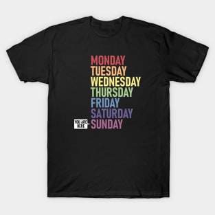 SUNDAY "You Are Here" Weekday Day of the Week Calendar Daily T-Shirt